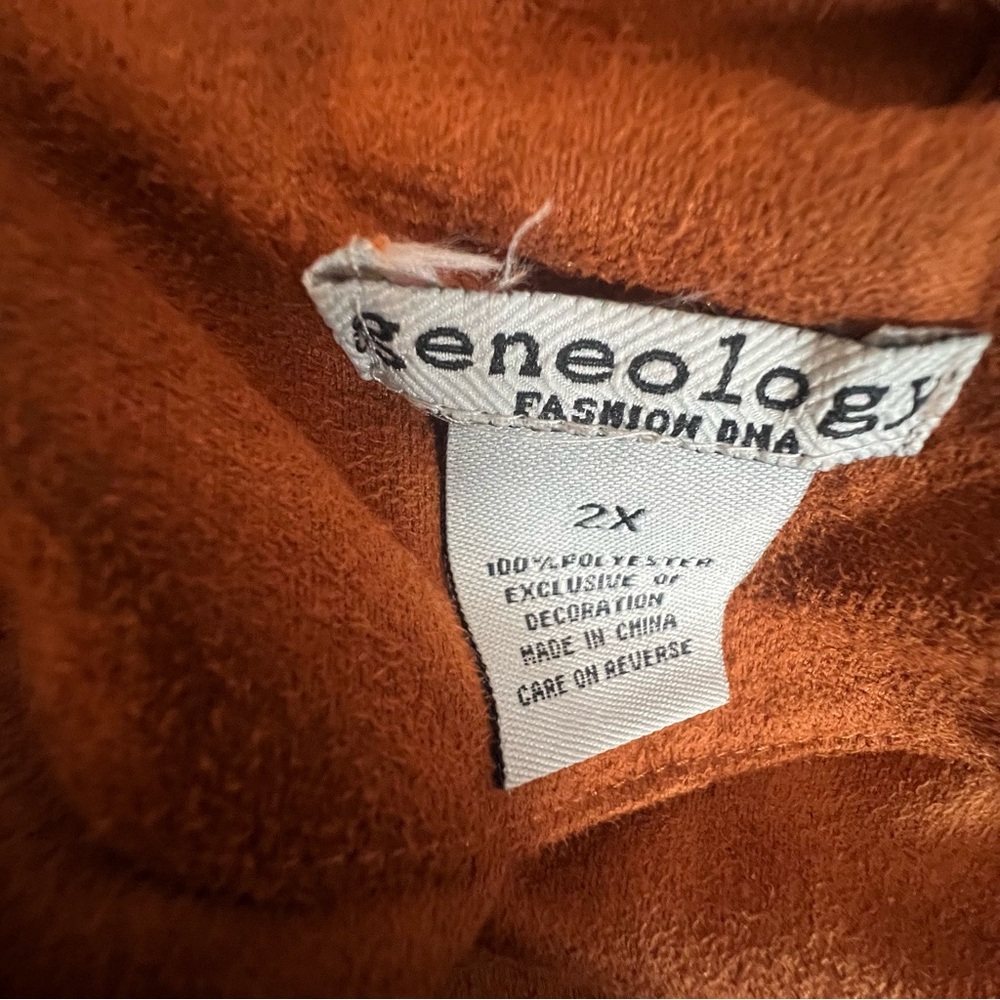 Genealogy Fashion DNA Jacket Top Faux Ultra Suede Sash Sogy Belt & Snap  EUC 2X👍 - Picture 6 of 7